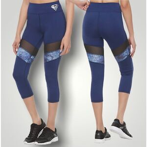 Her Universe Superman Print Mesh Inset Capris by DC Comics, Juniors' Medium